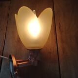 Wall lamp tulip paste frosted glass cast iron pink copper