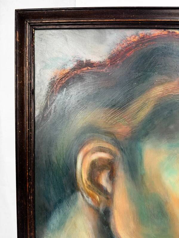Oil on cardboard – stylized Art Deco study after the Adam of the Sistine Chapel – 60 x 80 cm