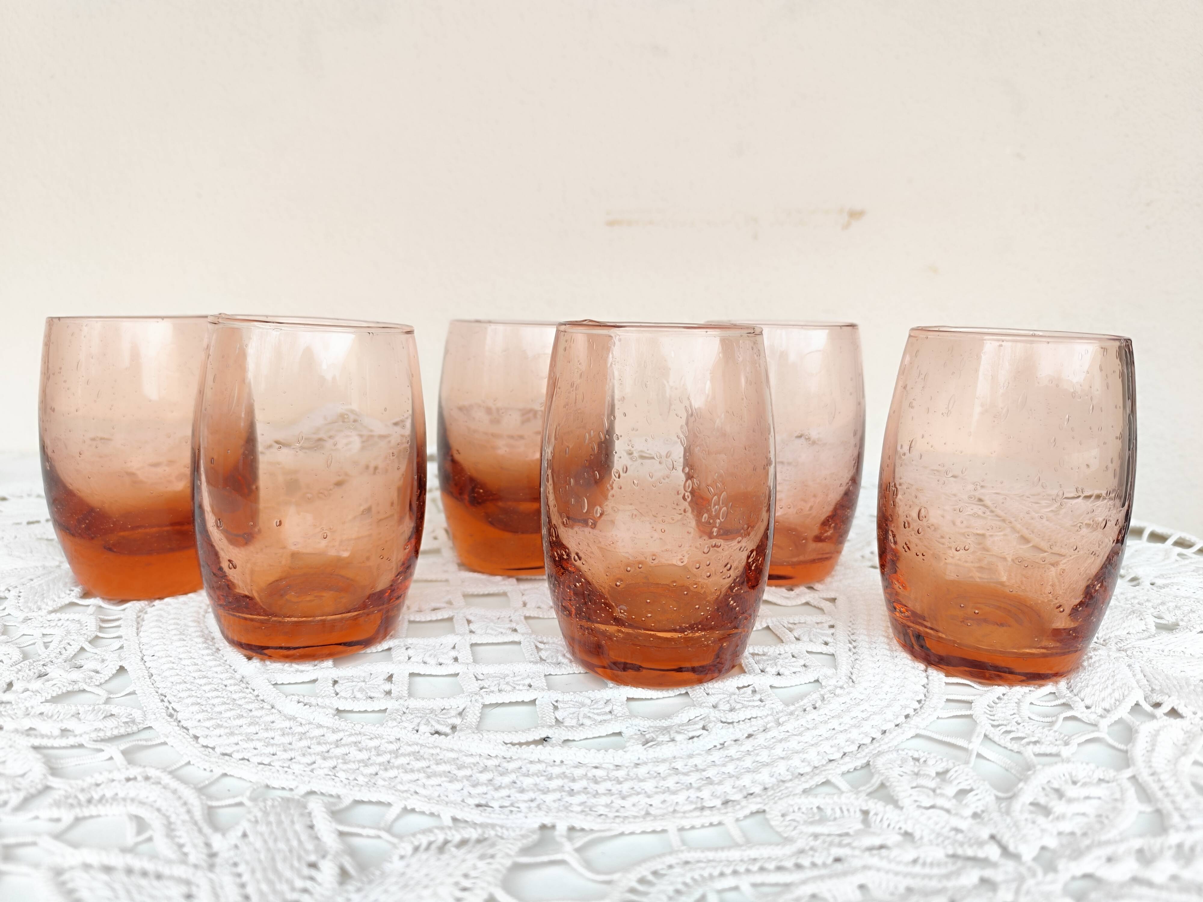 Handmade pink soufflé glasses
