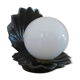 Black ceramic shell lamp and white opaline ball 1970