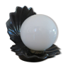 Black ceramic shell lamp and white opaline ball 1970