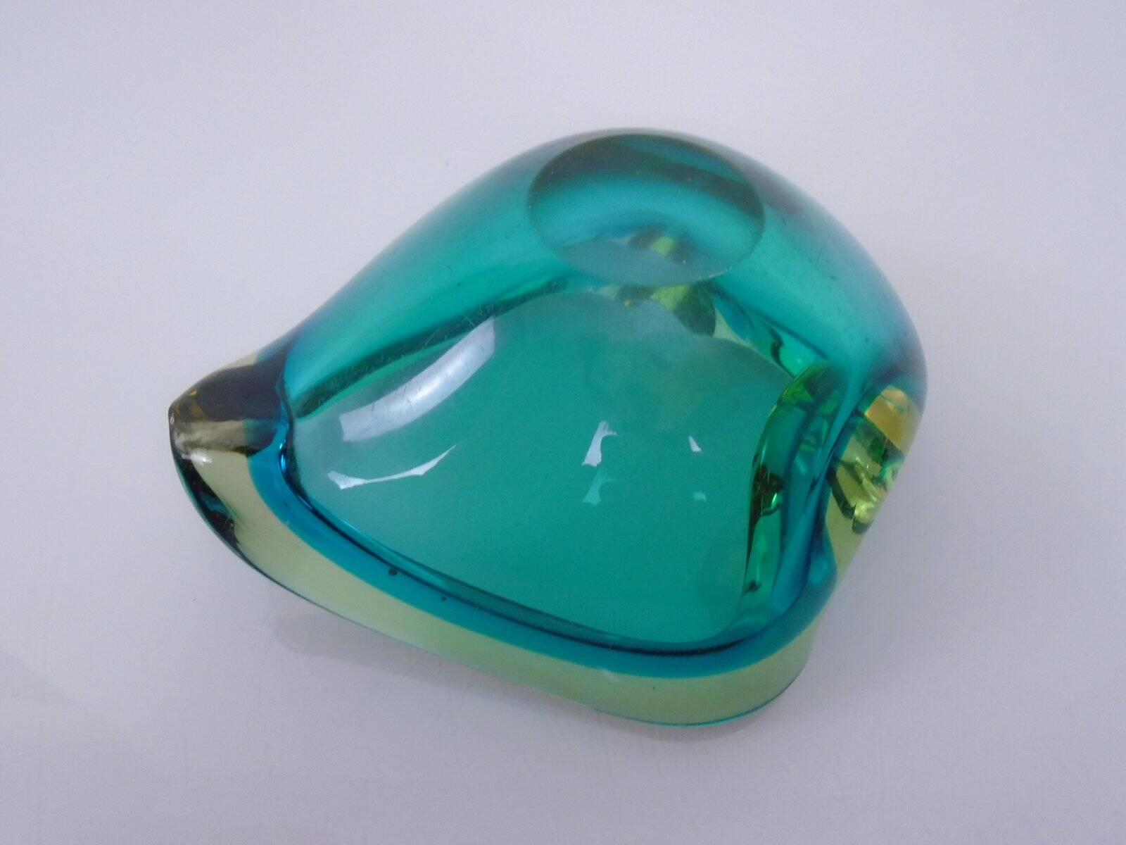 Brown & Turquoise Sommerso Murano Glass Ashtray, Italy, 1960s