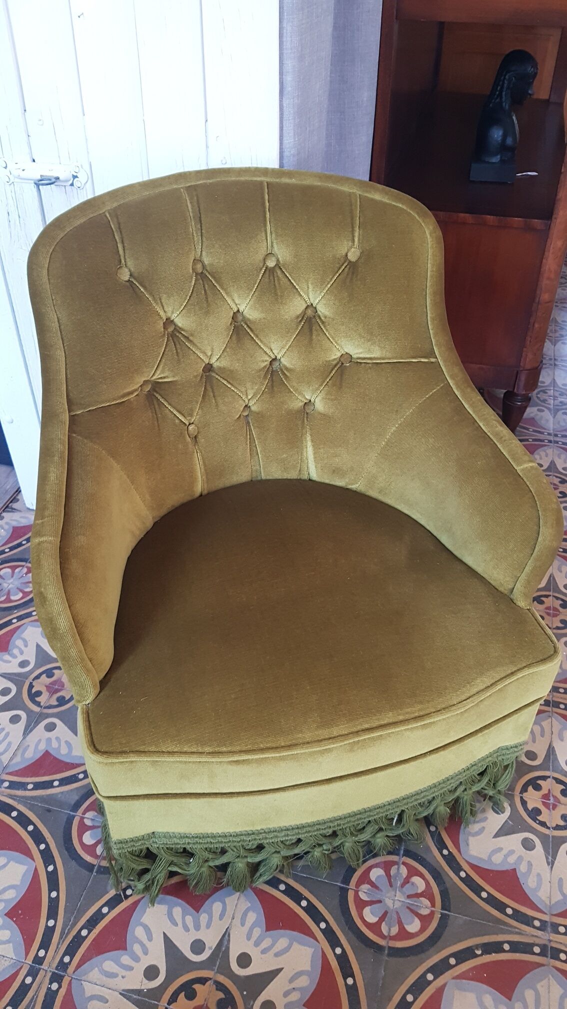 Bronze green toad armchair