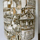 Vintage lamp published by Pettini Stiga and fabric shade Güell Lamadrid, Italy.