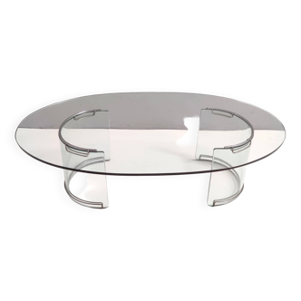 Oval Glass Coffee Table mod. Adam by Luigi Massoni for Gallotti & Radice, Italy