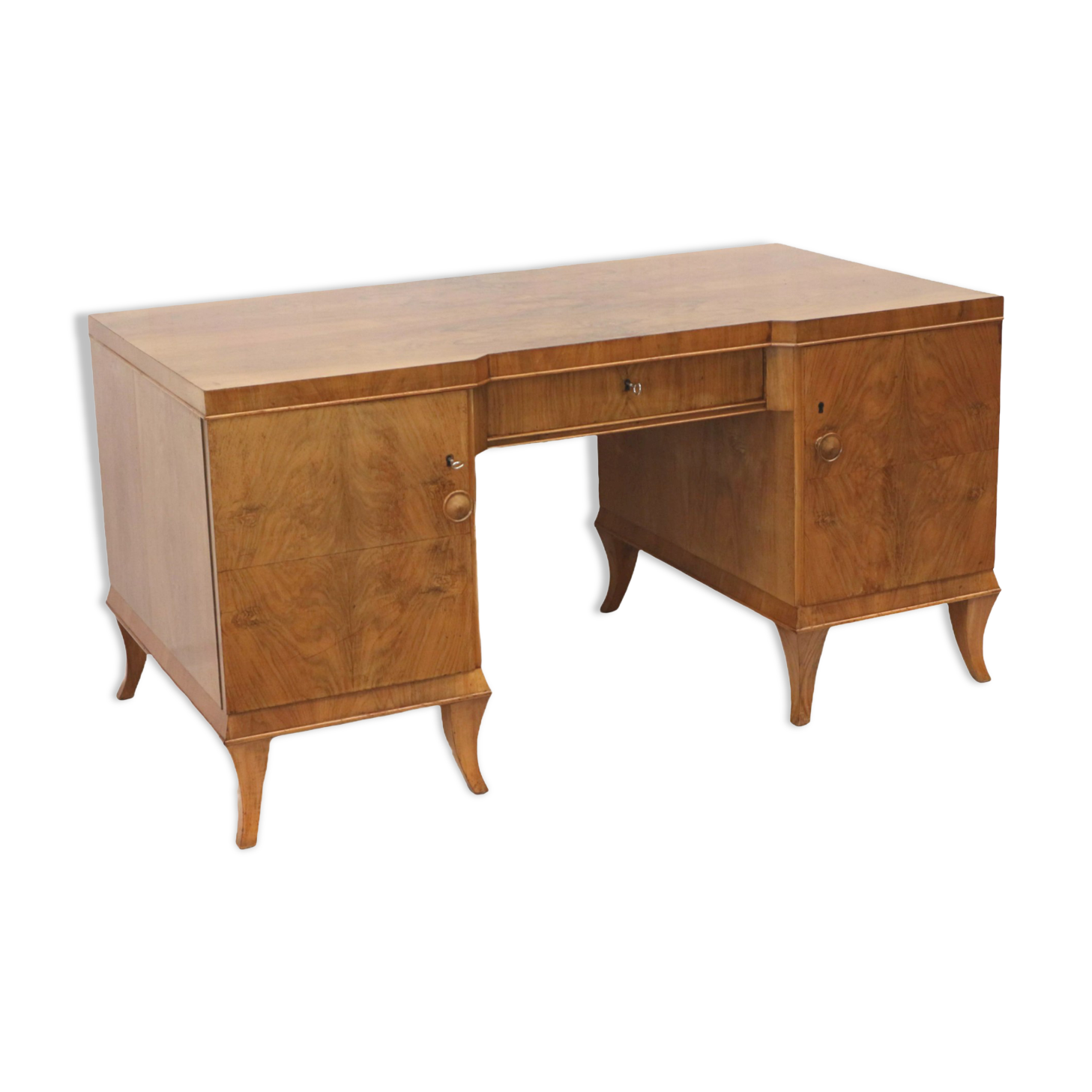 Vintage walnut desk made in the 1950s