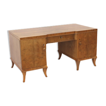 Bureau vintage en noyer fabriqué dans les années 1950