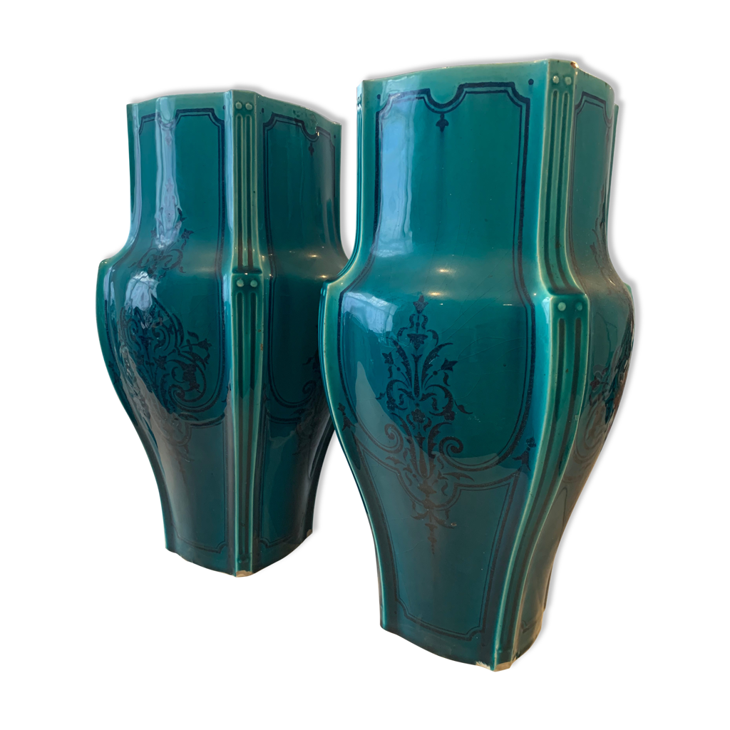 Paire de vases en céramique antiques Français Selency