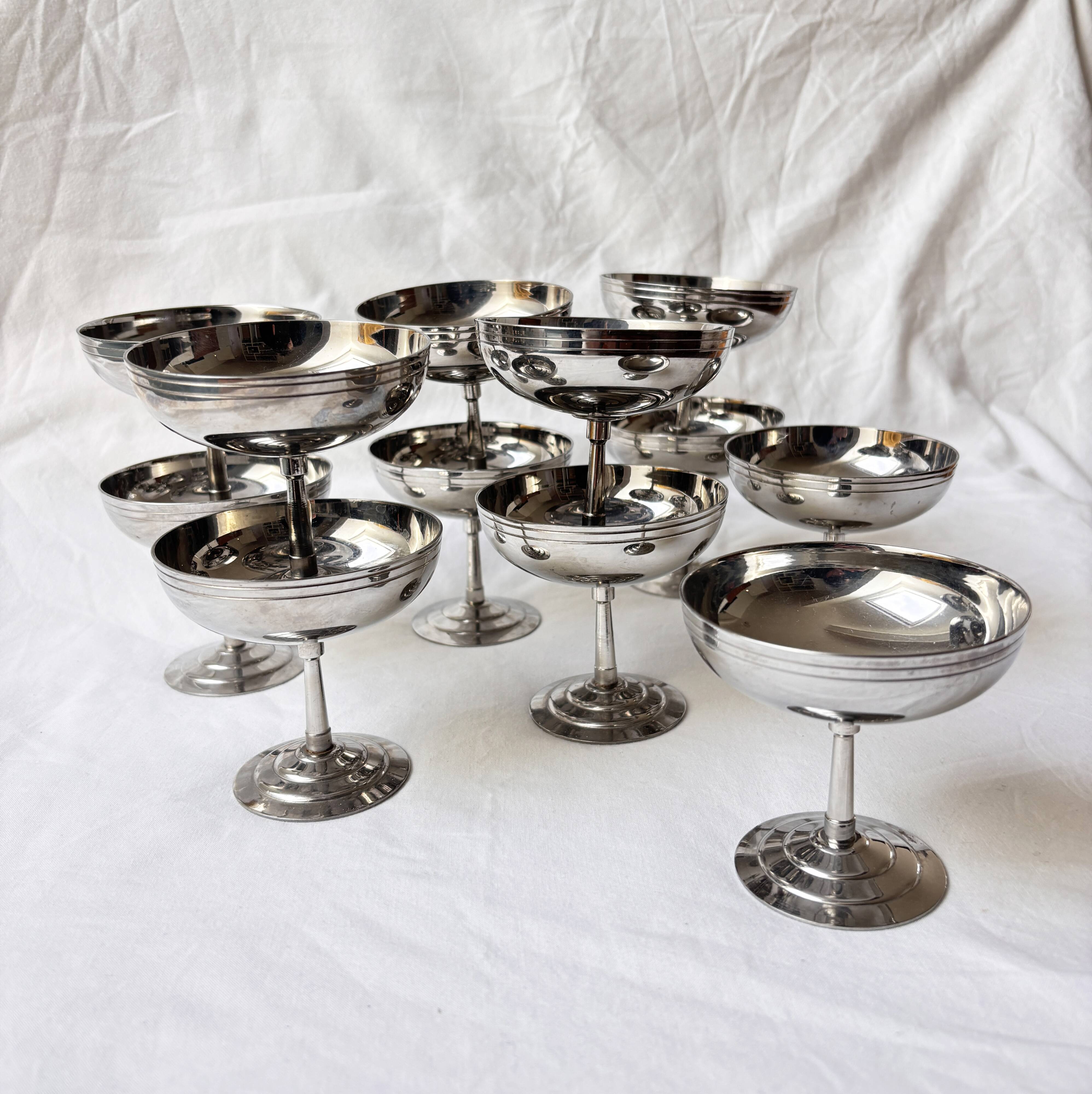12 Remy Letang stainless steel dessert bowls