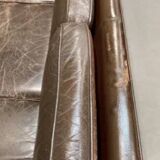 Scandinavian design 3-seater leather sofa 1950
