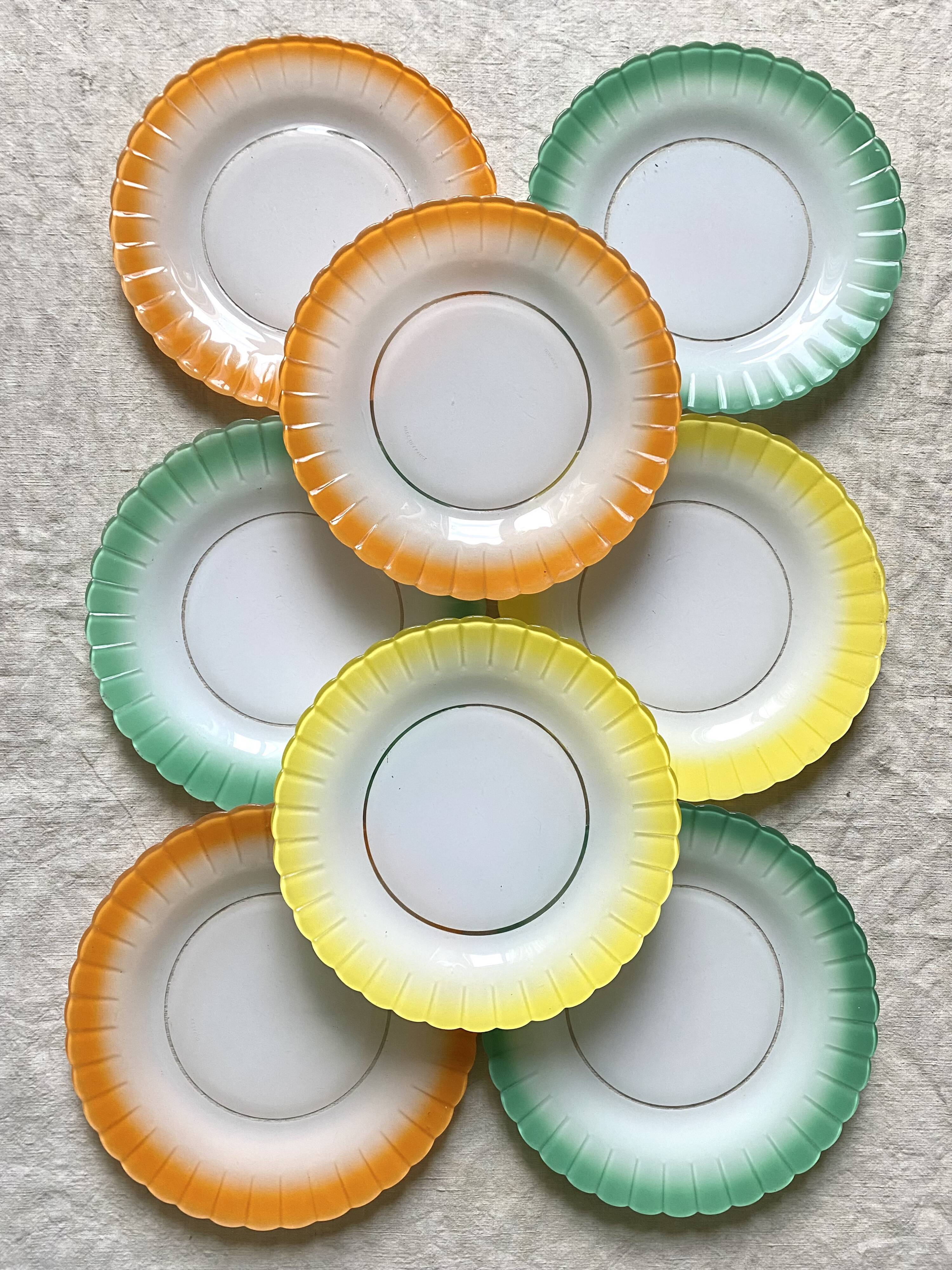 Colorful vintage Duralex plates
