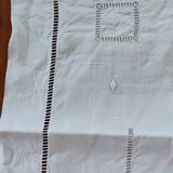 Large vintage white linen embroidered pillowcases (set of 2)
