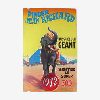 Affiche publicitaire cirque Pinder Jean Richard - 1972