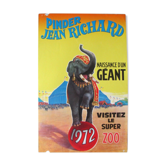 Affiche publicitaire cirque Pinder Jean Richard - 1972