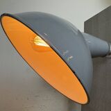 Industrial British Grey Enamel Factory Wall Lamp, 1960s