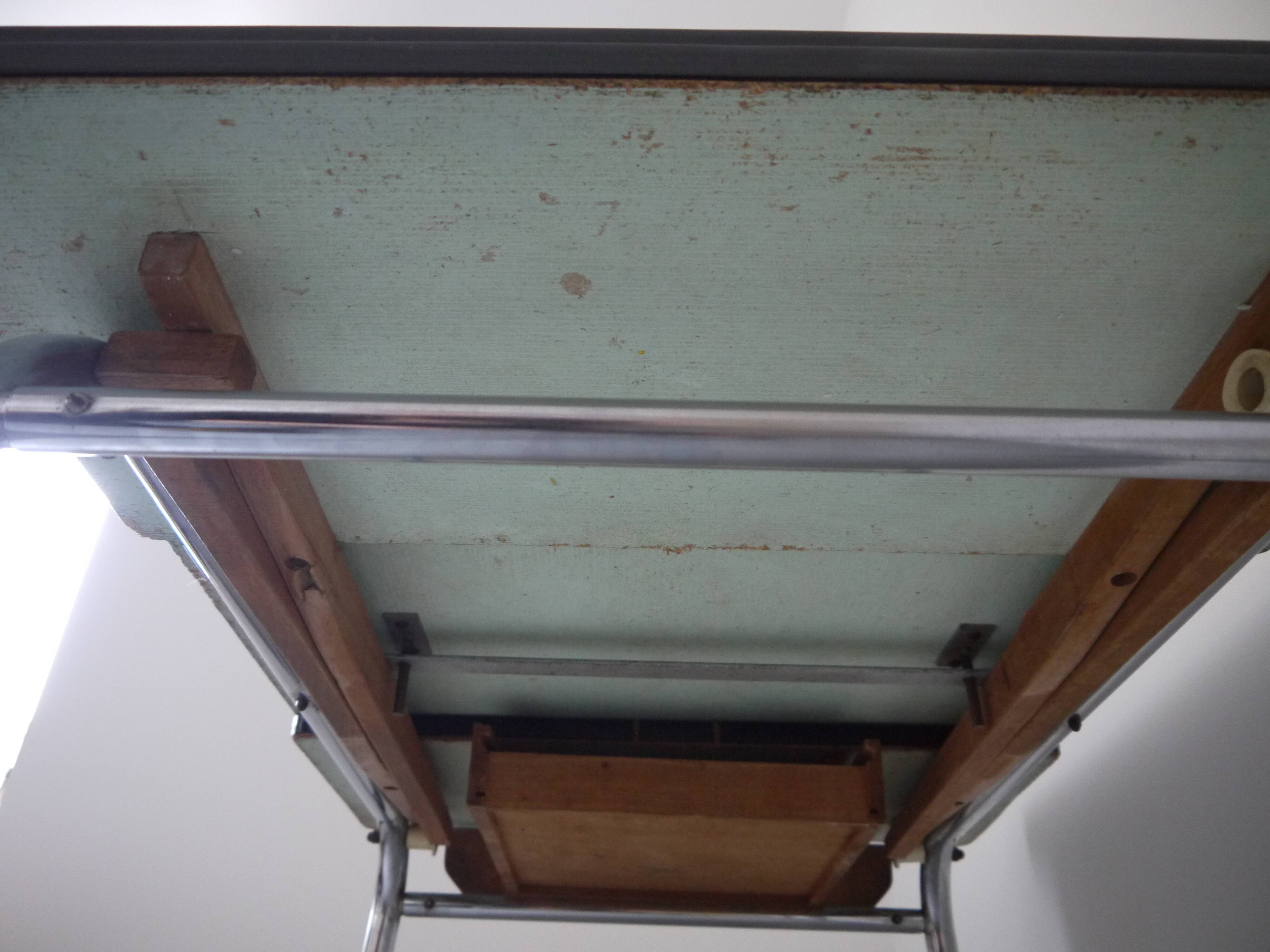 Black and white marbled formica table