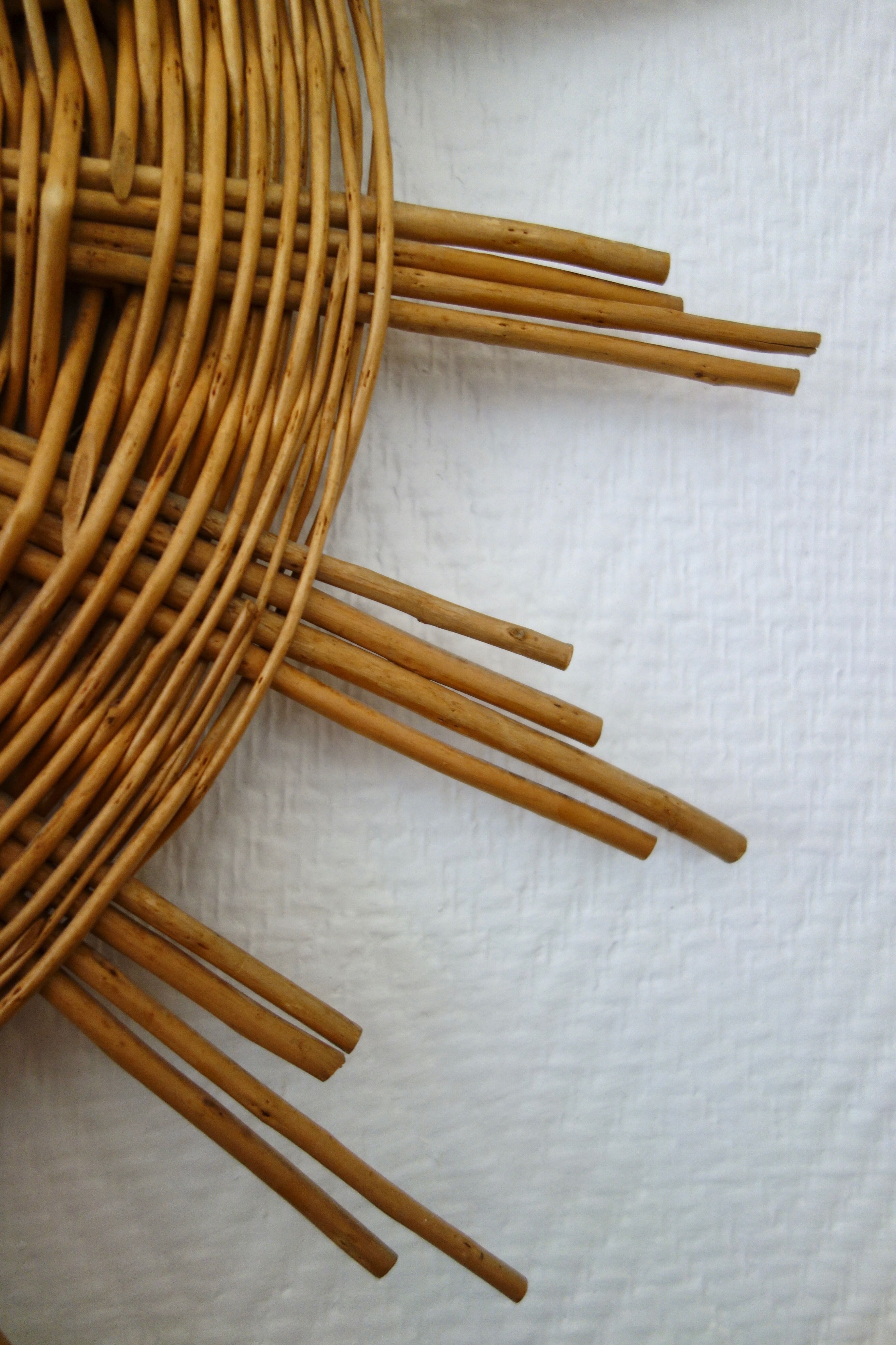 Vintage 60s braided Wicker rattan Sun mirror