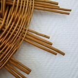 Vintage 60s braided Wicker rattan Sun mirror