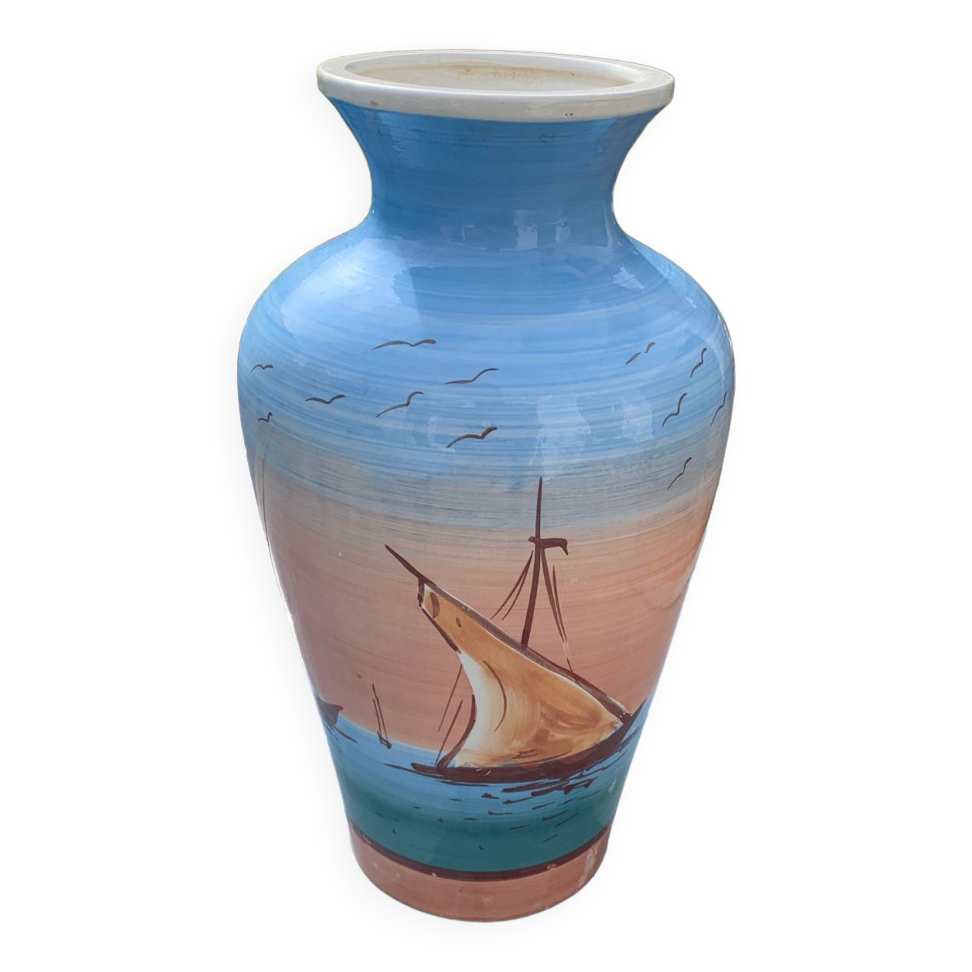 Vase décor bateaux mer