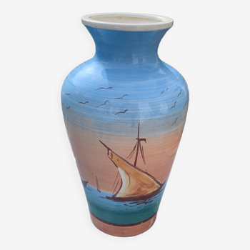 Vase décor bateaux mer