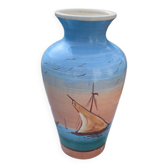 Vase décor bateaux mer