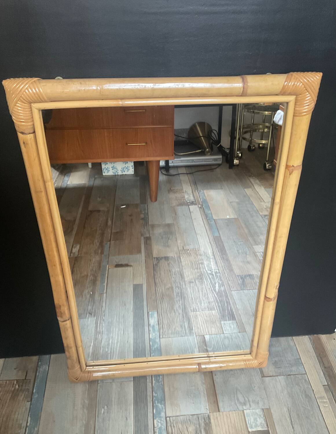 Vintage rattan mirror 76x54cm from the 70s
