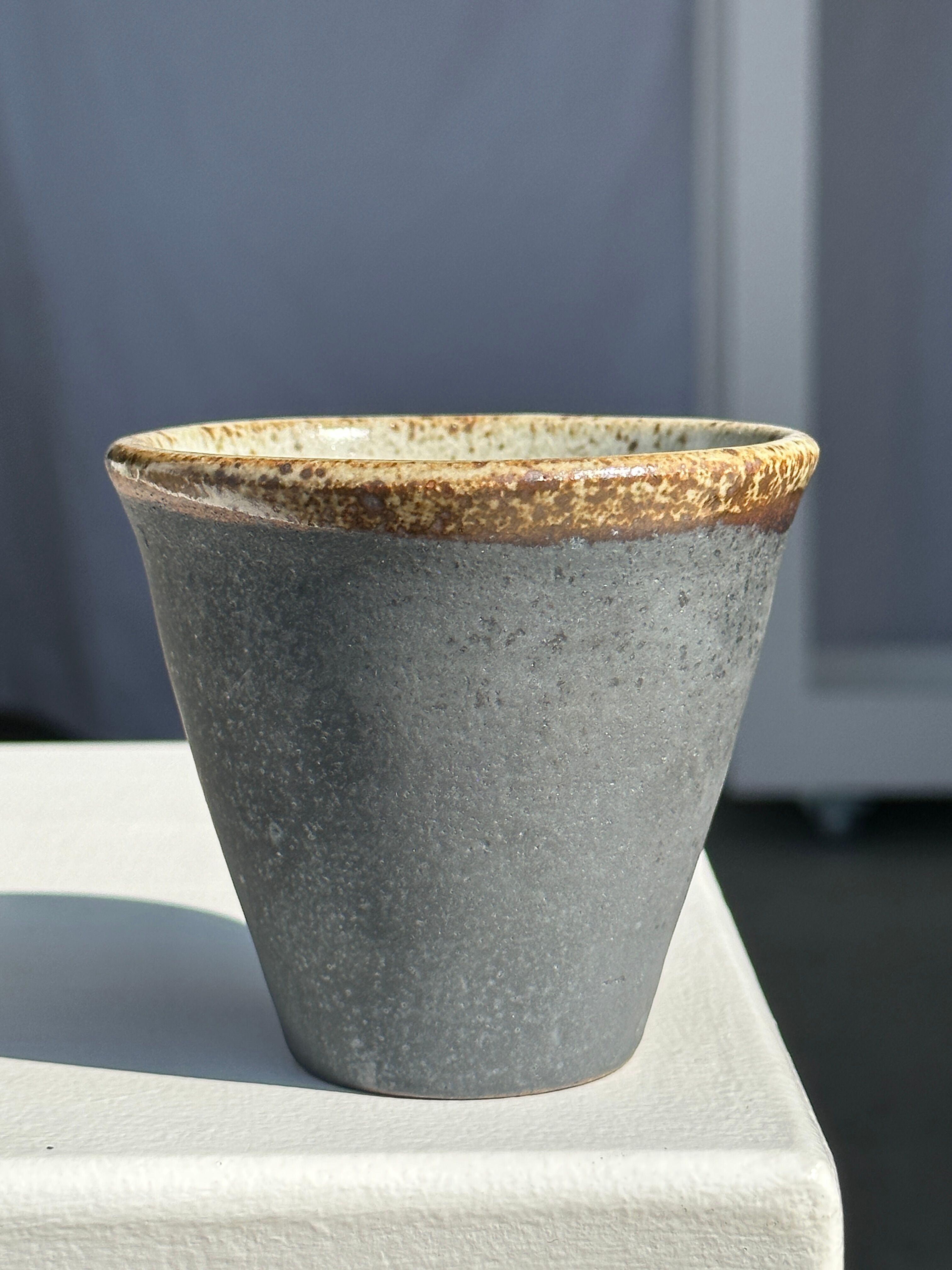 Set of 3 cups / mug in Indonesian ceramic (black, matte brown & speckled glazed)