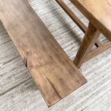 Oak farmhouse table and its two benches