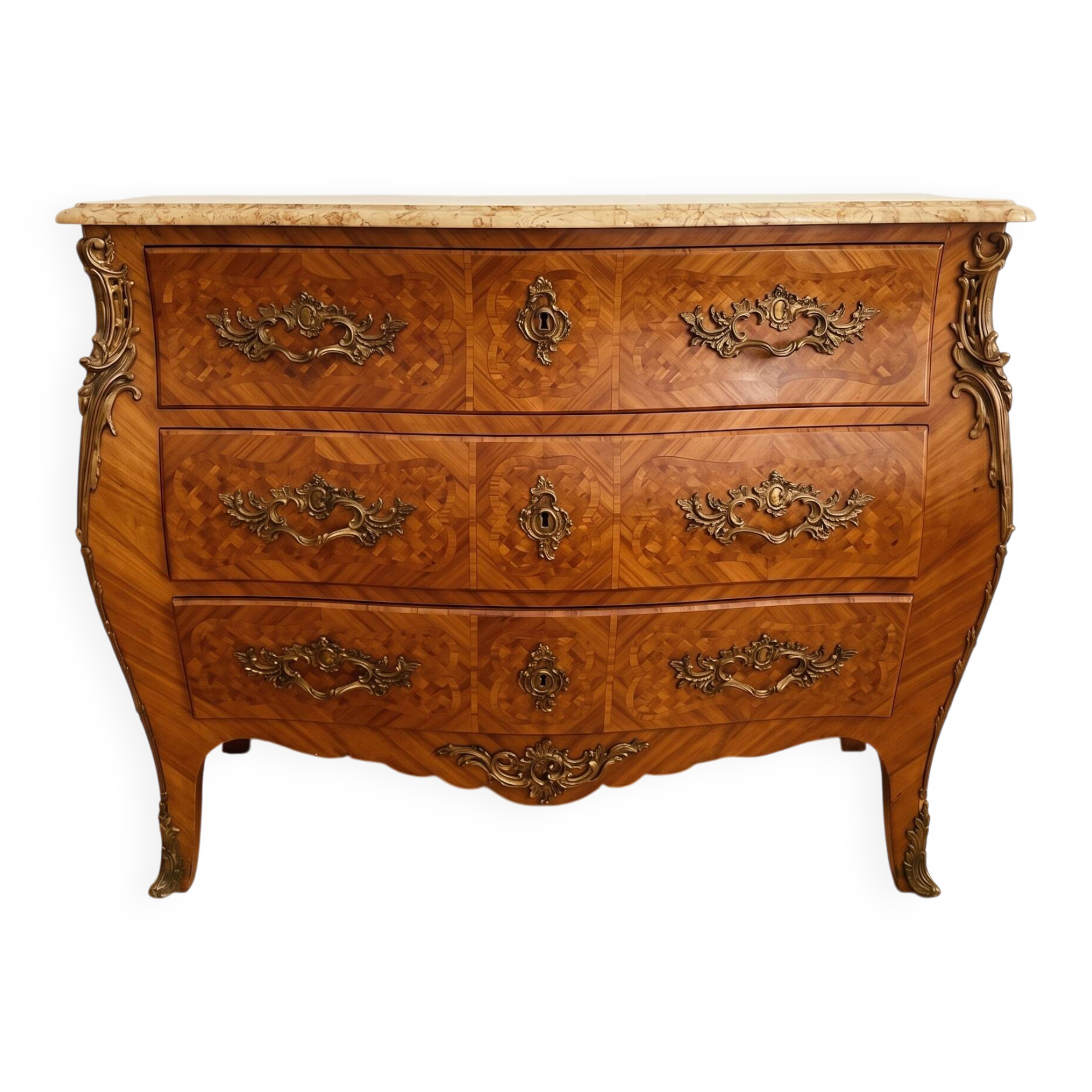 Antique Louis XV commode inlaid with a marble top