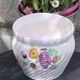 Large slip cover in white enameled ceramic, with vintage fruit decoration