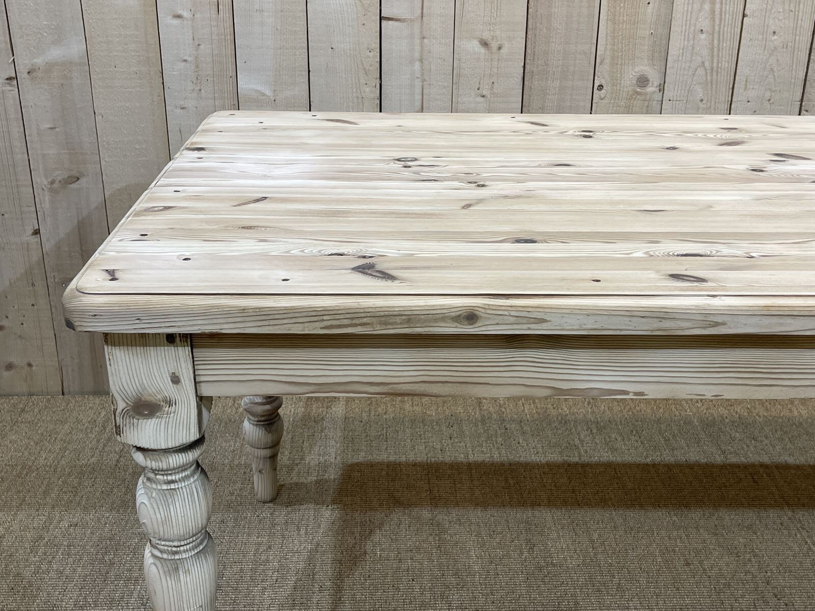 English farmhouse table of the twentieth century in raw fir
