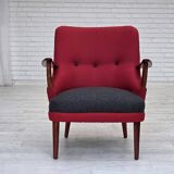 1960s, Danish designed armchair, reupholstered, furniture wool.