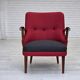 1960s, Danish designed armchair, reupholstered, furniture wool.