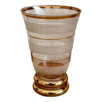 Vintage white and gold granite vase