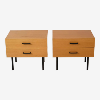 Pair of modernist oak chevets from the 60s