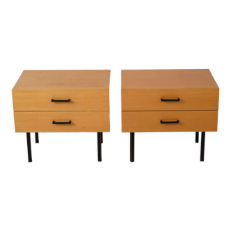 Pair of modernist oak chevets from the 60s