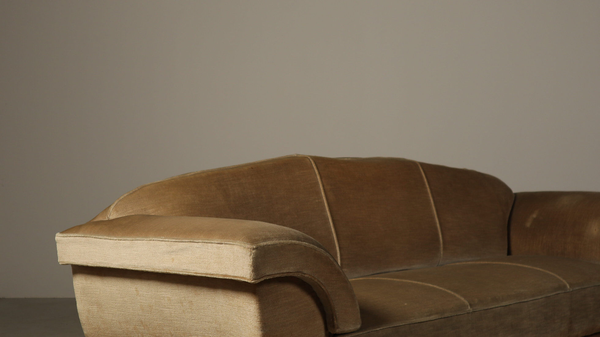 Art Deco three-seat sofa in original velvet, Belgium circa 1930