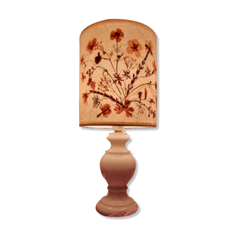 Vintage lamp alabaster foot lampshade vellum dried flowers