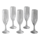Set of 5 champagne flutes, Lembeg Crystal, 1960