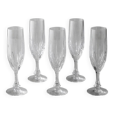 Set of 5 champagne flutes, Lembeg Crystal, 1960