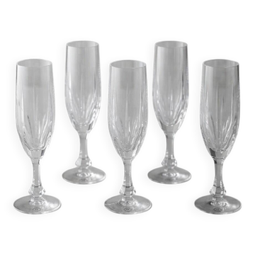 Service de 5 flûtes à champagne, Cristallerie de Lembeg, 1960