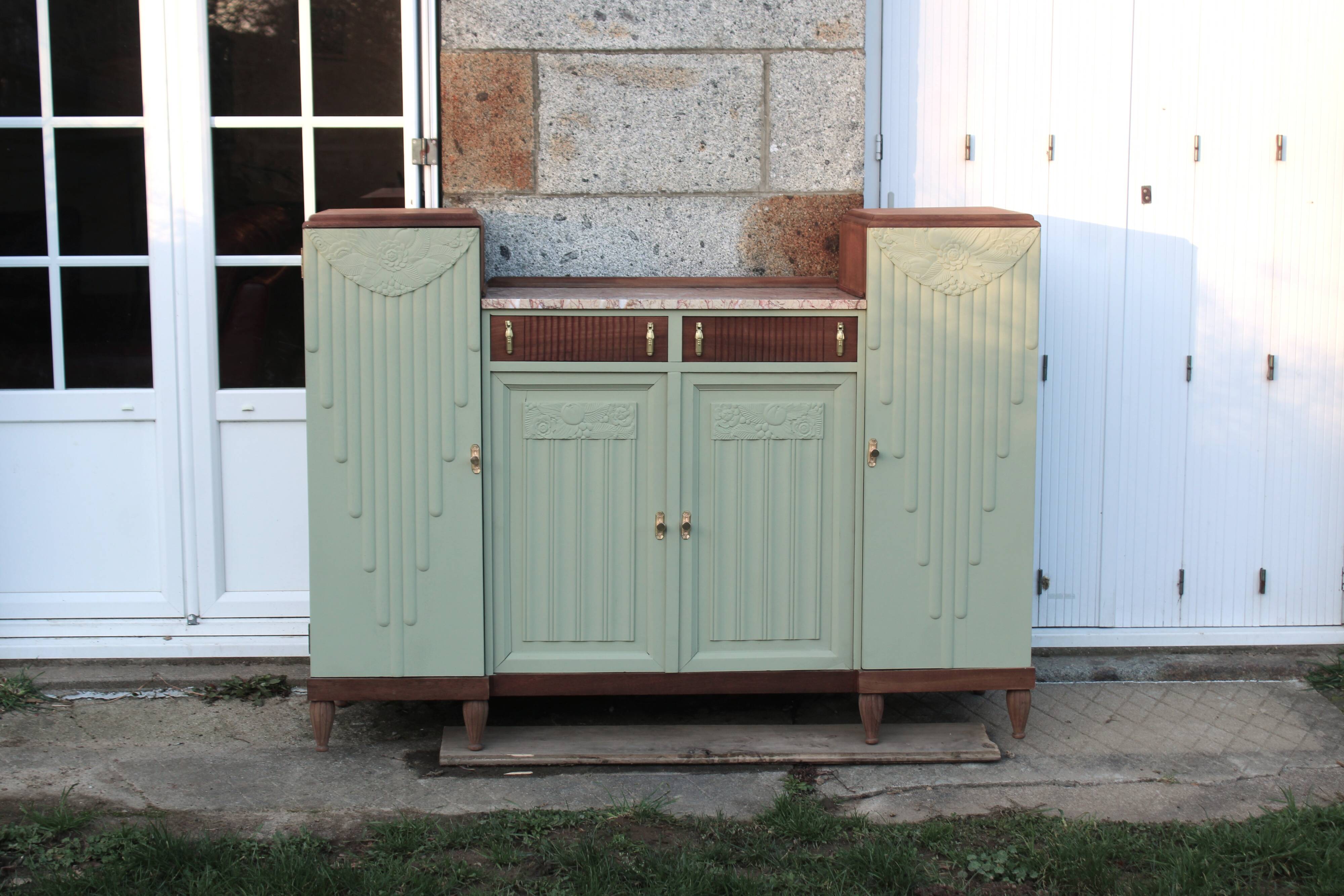 Renovated antique Art Deco sideboard – Lizard Green (Pure & Paint)