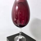 Vintage Crimson Hand-Blown Glass Vase, Empoli, Italy