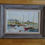 Painting of the port of Saint Malo, signed