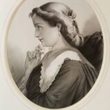 Magnificent portrait pencil drawing 19th century