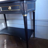 Console style Louis XVI 2 tiroirs patiné noir.