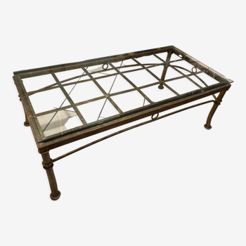 Iron coffee table and glass top