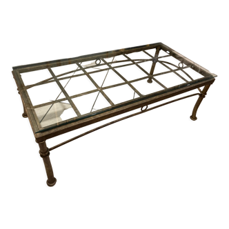 Iron coffee table and glass top