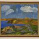 Original suédois du milieu du siècle huile sur panneau – "Paysage côtier" – Vintage et encadré