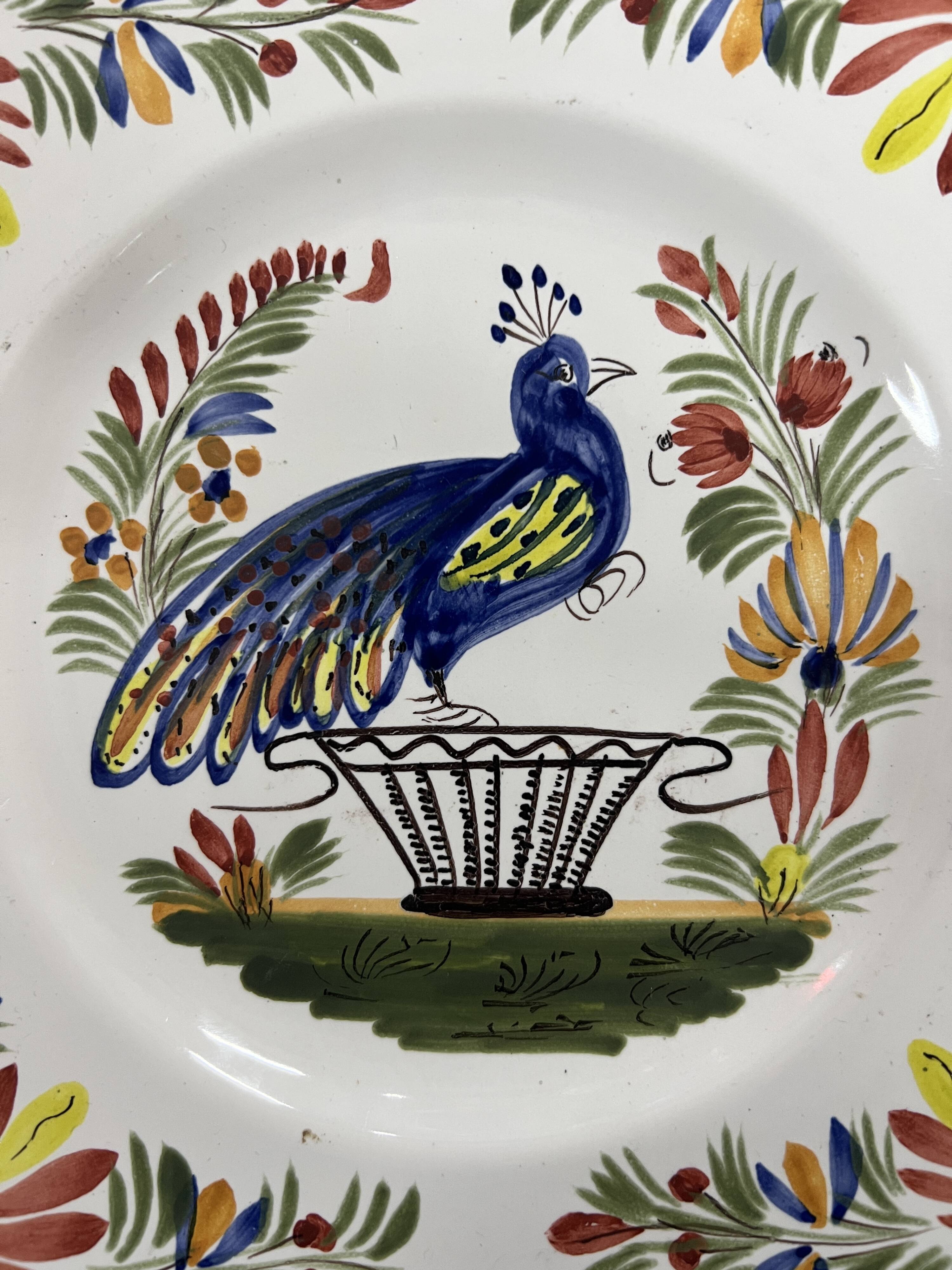 Square plate in Quimper earthenware